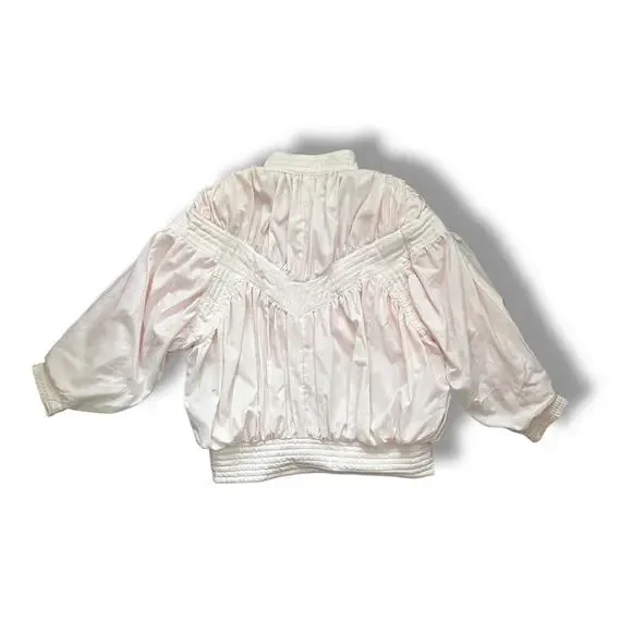 Vintage Abraxas Blush Pink Puff Sleeve Jacket w/ White Trim | Size S - Picture 6 of 6